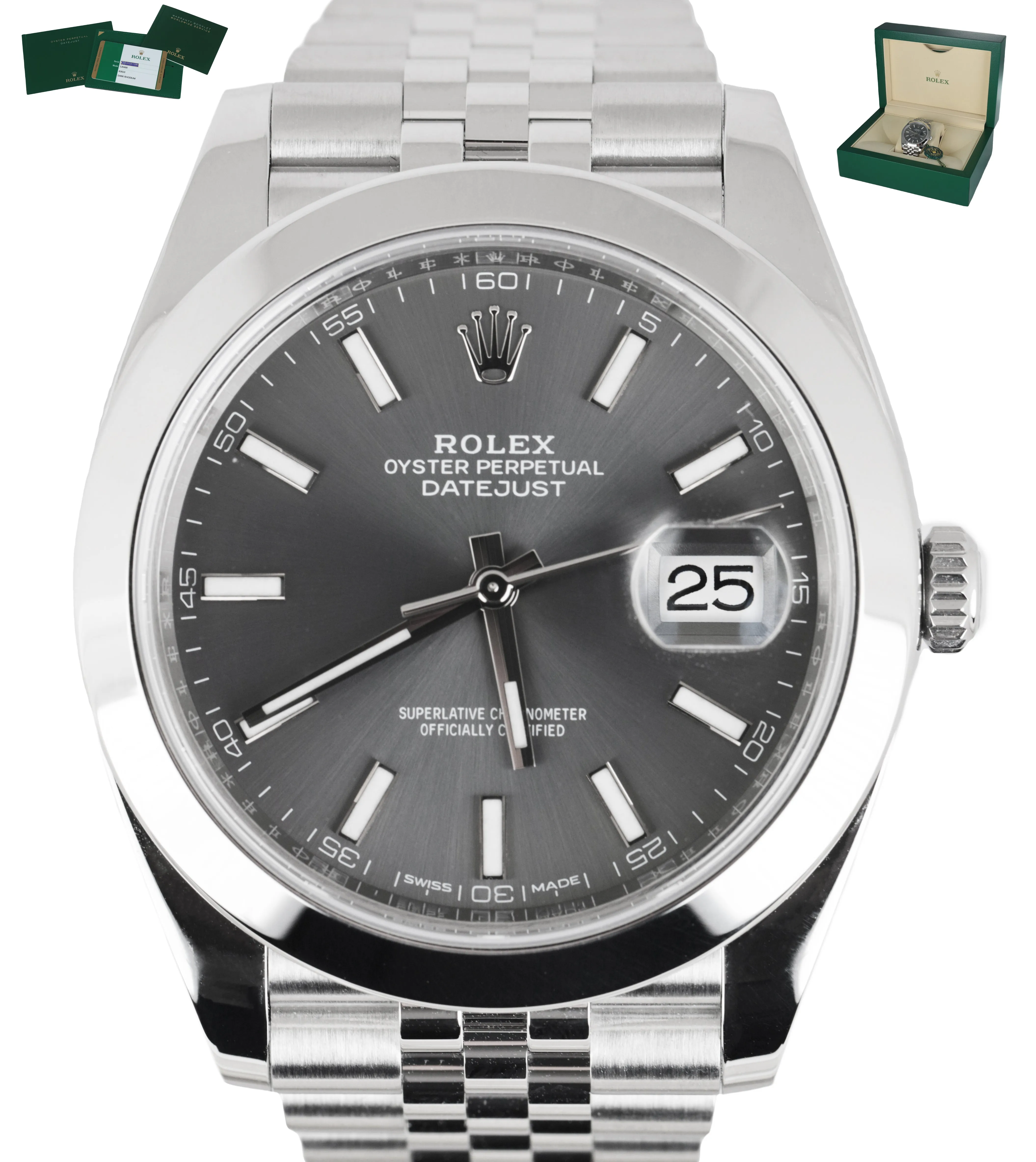 MINT 2018 Rolex DateJust 41 Rhodium 126300 Jubilee Stick 41mm Stainless Smooth