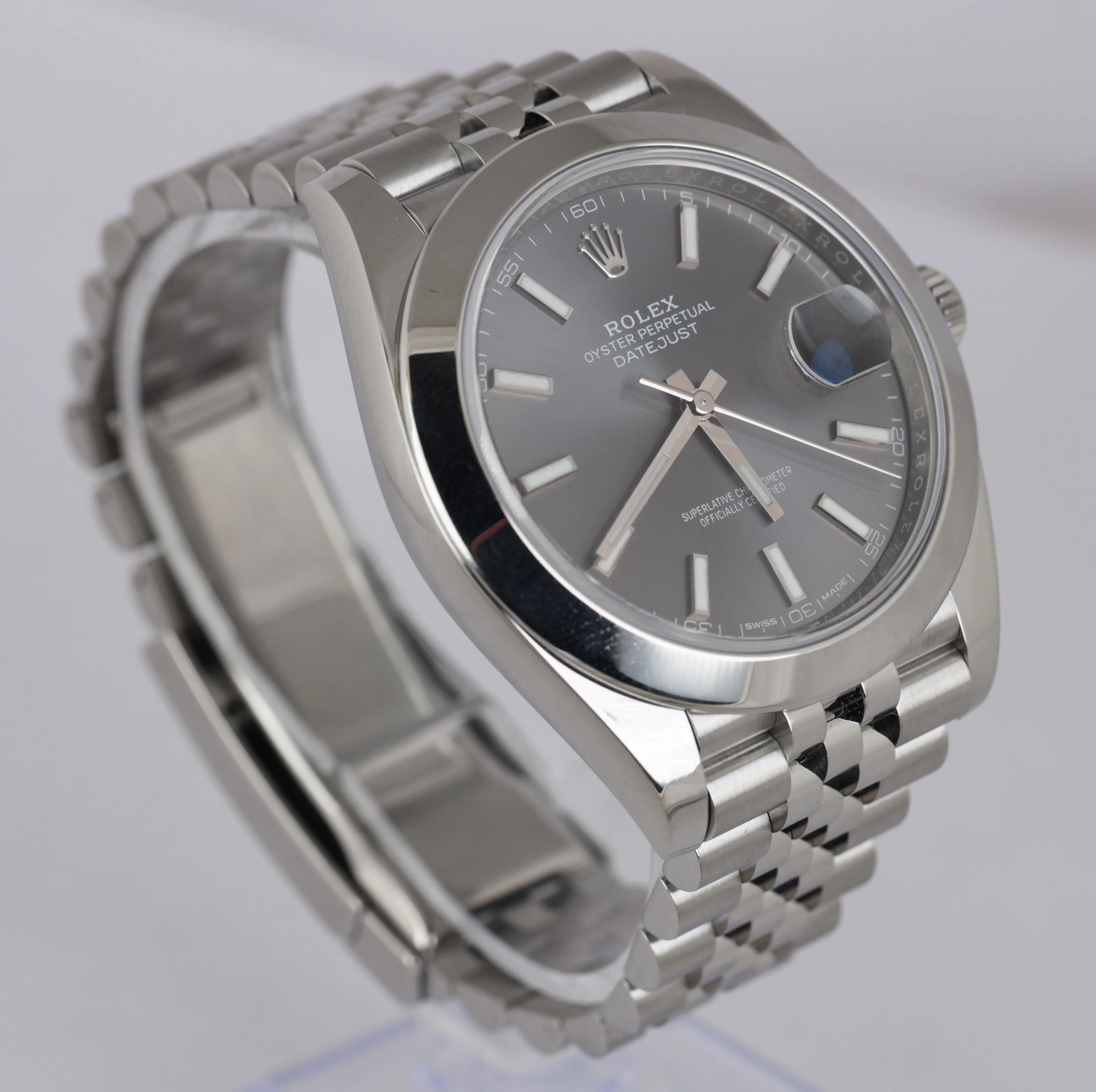 MINT 2018 Rolex DateJust 41 Rhodium 126300 Jubilee Stick 41mm Stainless Smooth