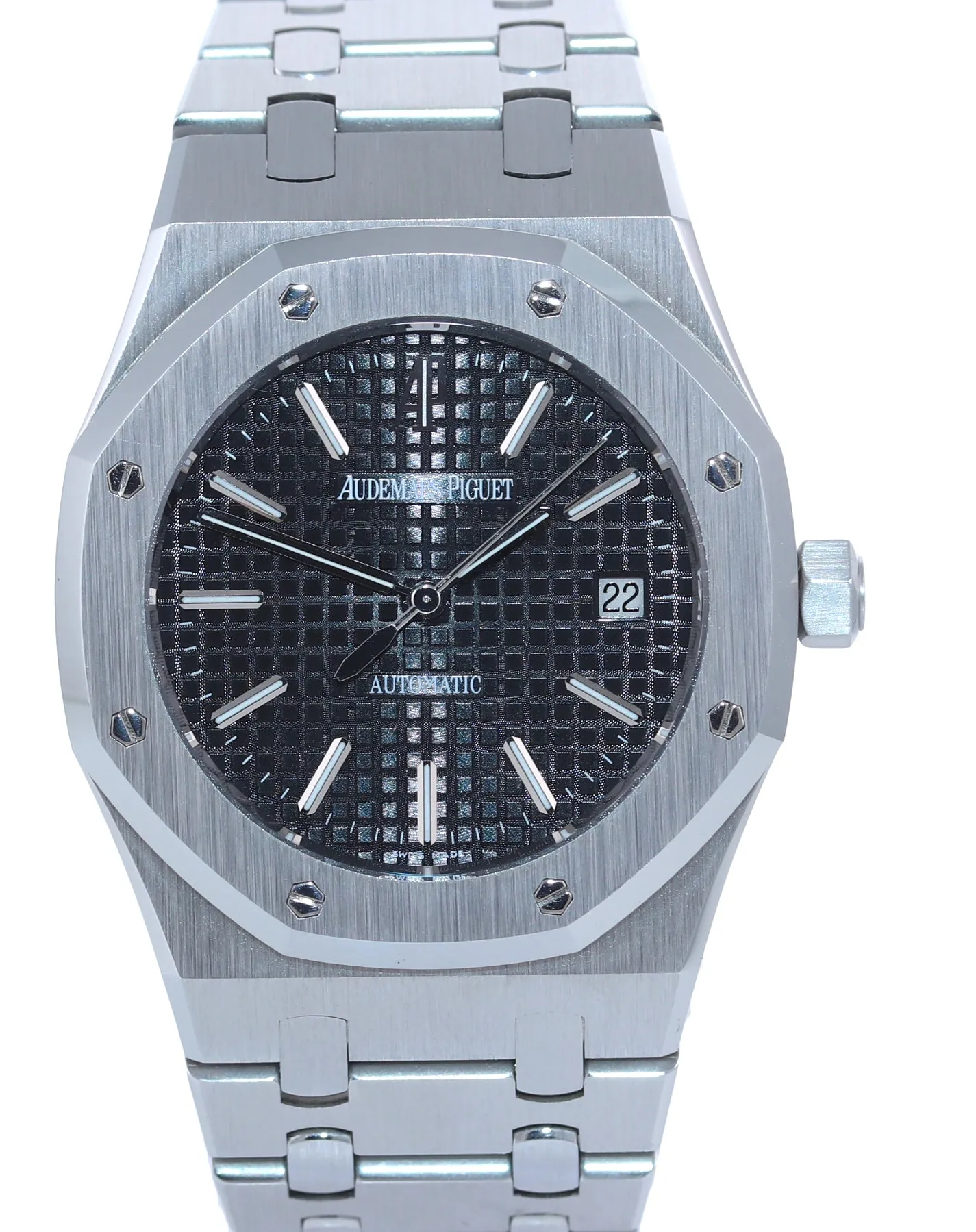 MINT Audemars Piguet Royal Oak Black Stick Dial 39mm Steel 15300 Date Watch Box