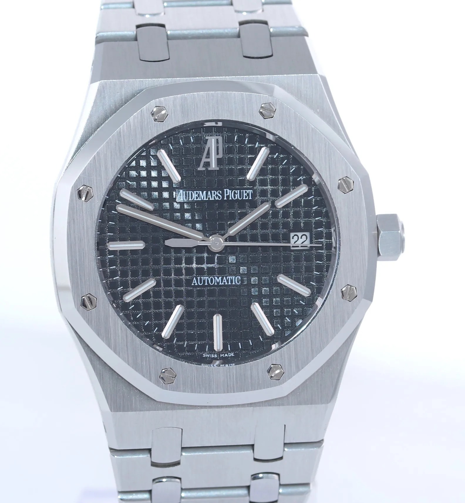 MINT Audemars Piguet Royal Oak Black Stick Dial 39mm Steel 15300 Date Watch Box