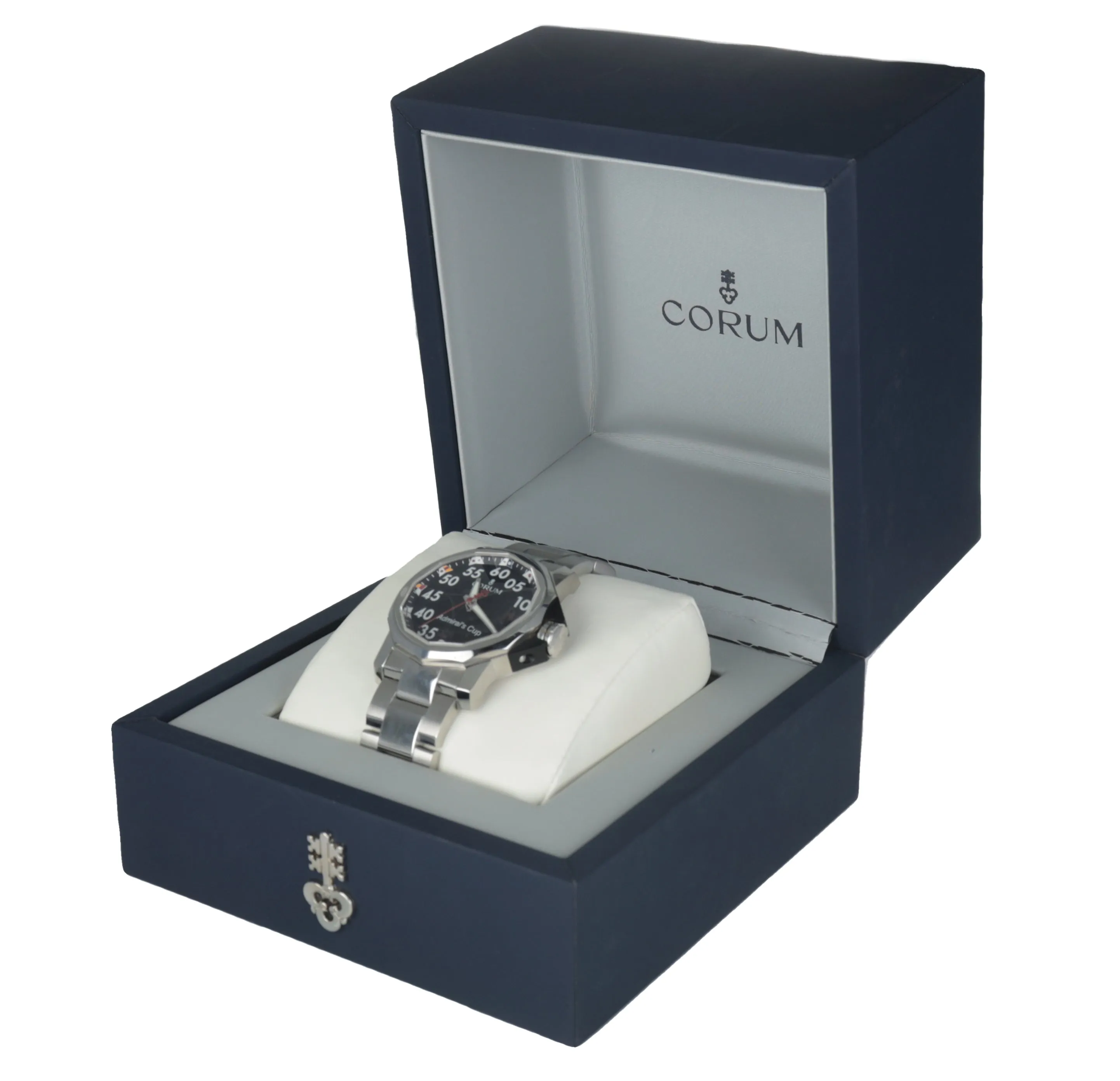 MINT Corum Admiral's Cup 40mm Black Arabic Stainless Steel 082.961.20 Mens Watch