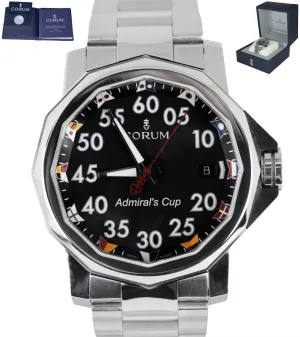 MINT Corum Admiral's Cup 40mm Black Arabic Stainless Steel 082.961.20 Mens Watch