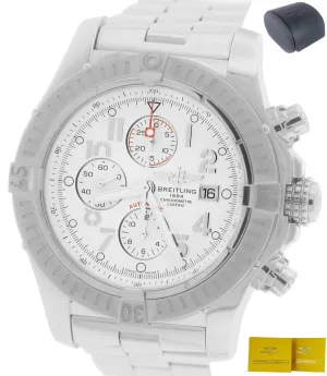 MINT Men's Breitling Super Avenger Chronograph White Arabic Steel A13370 48mm
