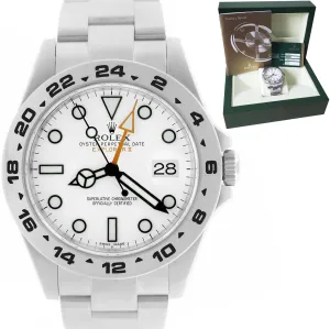 MINT PAPERS Rolex Explorer II 42mm 216570 White Orange Stainless GMT Date Watch