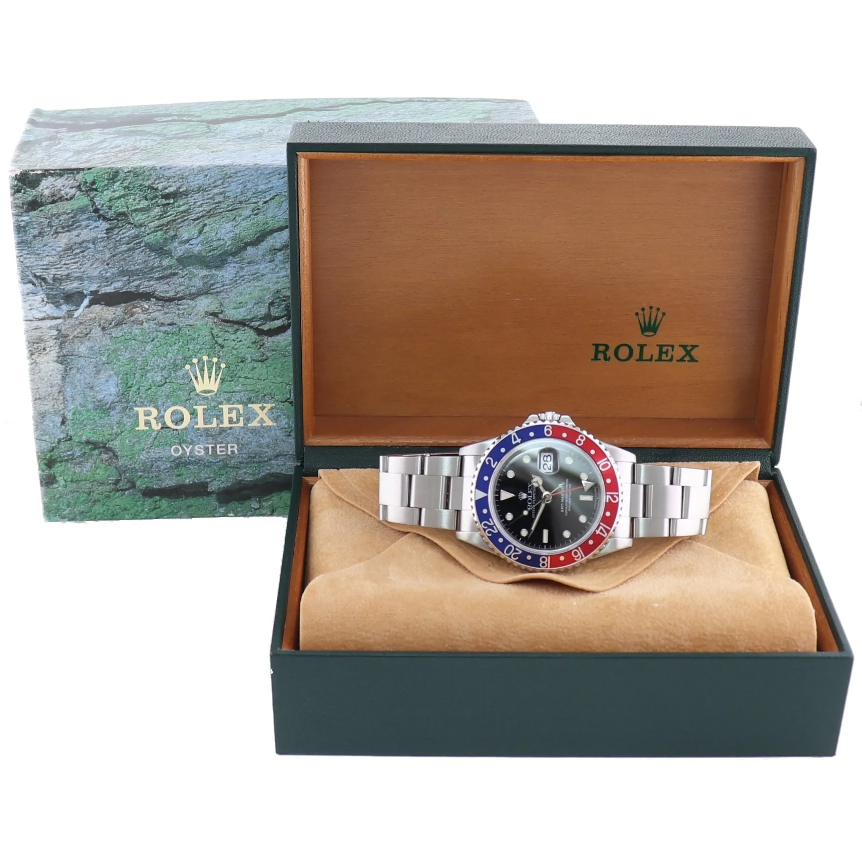 MINT  Rolex GMT-Master II Pepsi Blue Red Steel 16710 40mm Watch Box