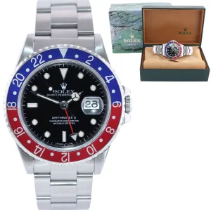 MINT  Rolex GMT-Master II Pepsi Blue Red Steel 16710 40mm Watch Box