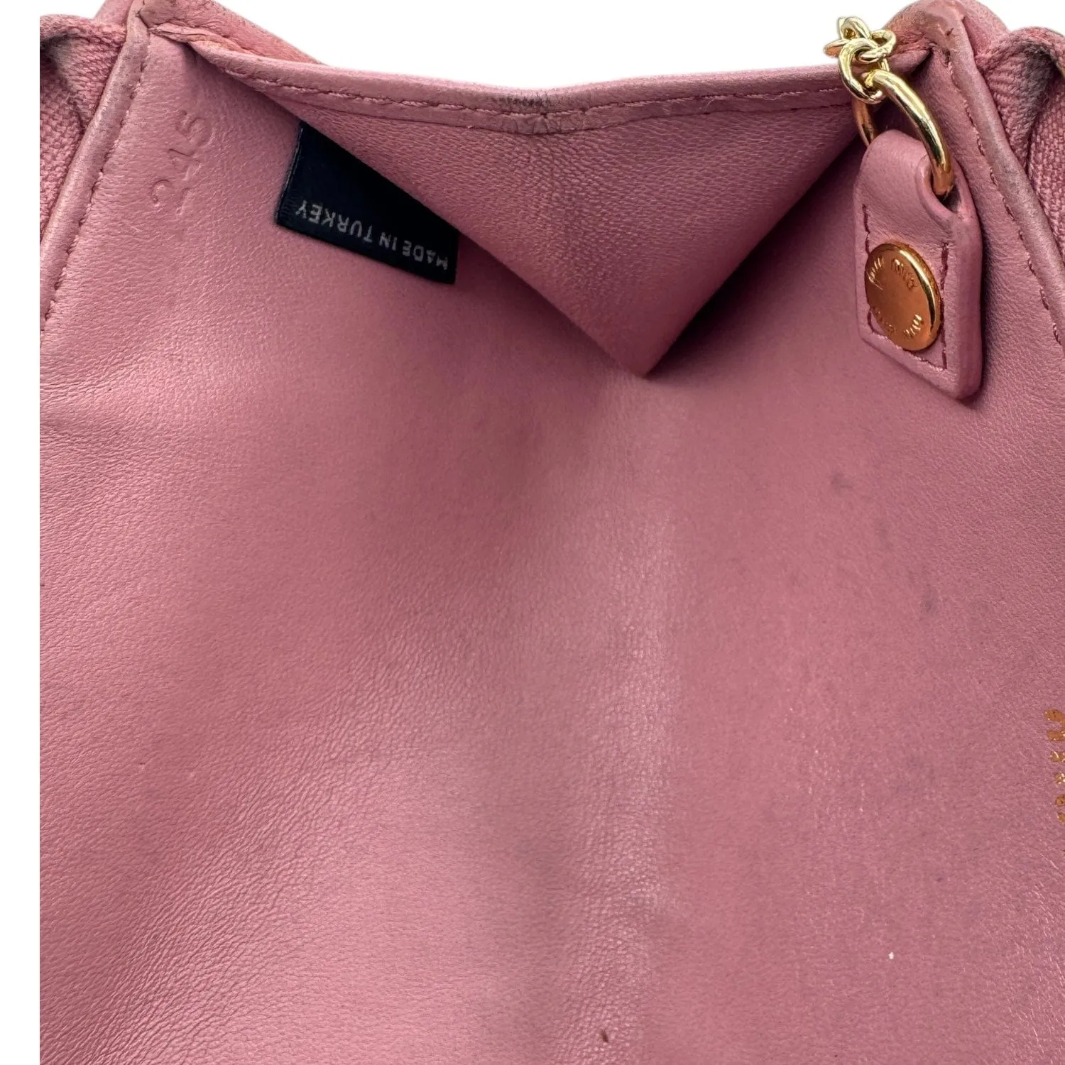 MIU MIU Zip Around Matelasse Card/Coin Case with Key Ring Chain - Pink