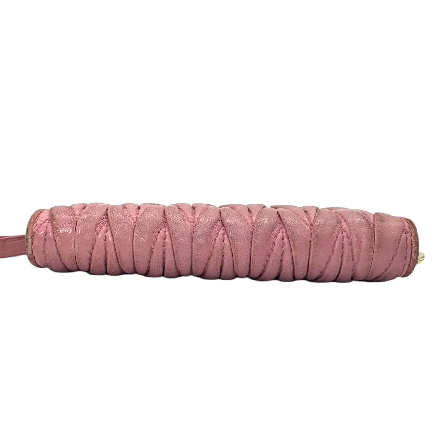 MIU MIU Zip Around Matelasse Card/Coin Case with Key Ring Chain - Pink