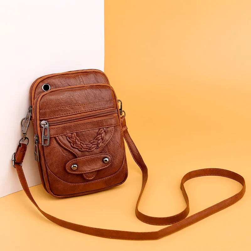 Mobile Soft Leather Western Style Mature Crossbody Bags