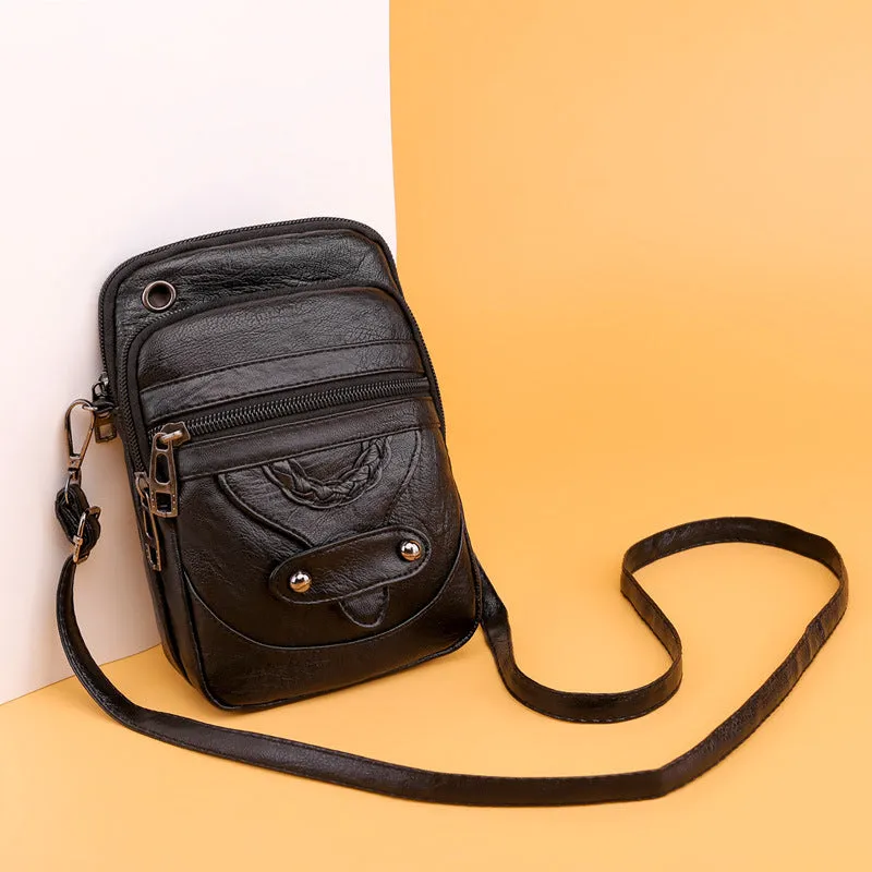 Mobile Soft Leather Western Style Mature Crossbody Bags