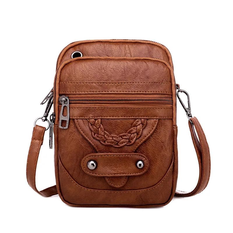 Mobile Soft Leather Western Style Mature Crossbody Bags