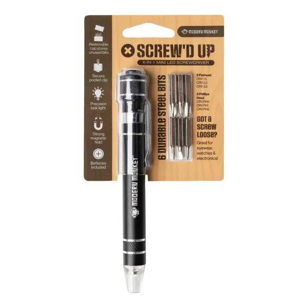 Modern Monkey Screw'd Up 6-in-1 Mini LED Screwdriver