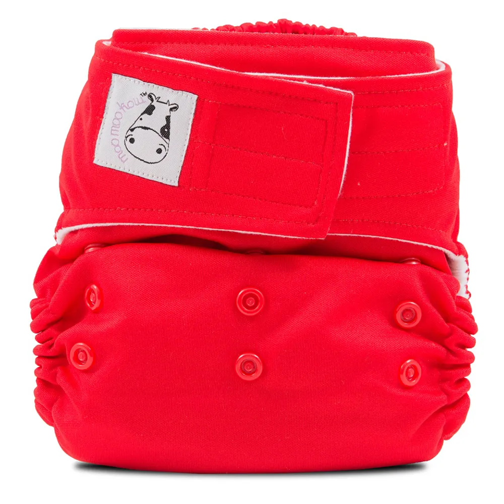 Moo Moo Kow Cloth Diaper One Size Aplix - Red
