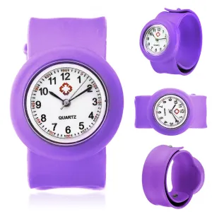 Multi Color Slap Ring Silicone Unisex Wrist Band Quartz Watch For Boys And Girls