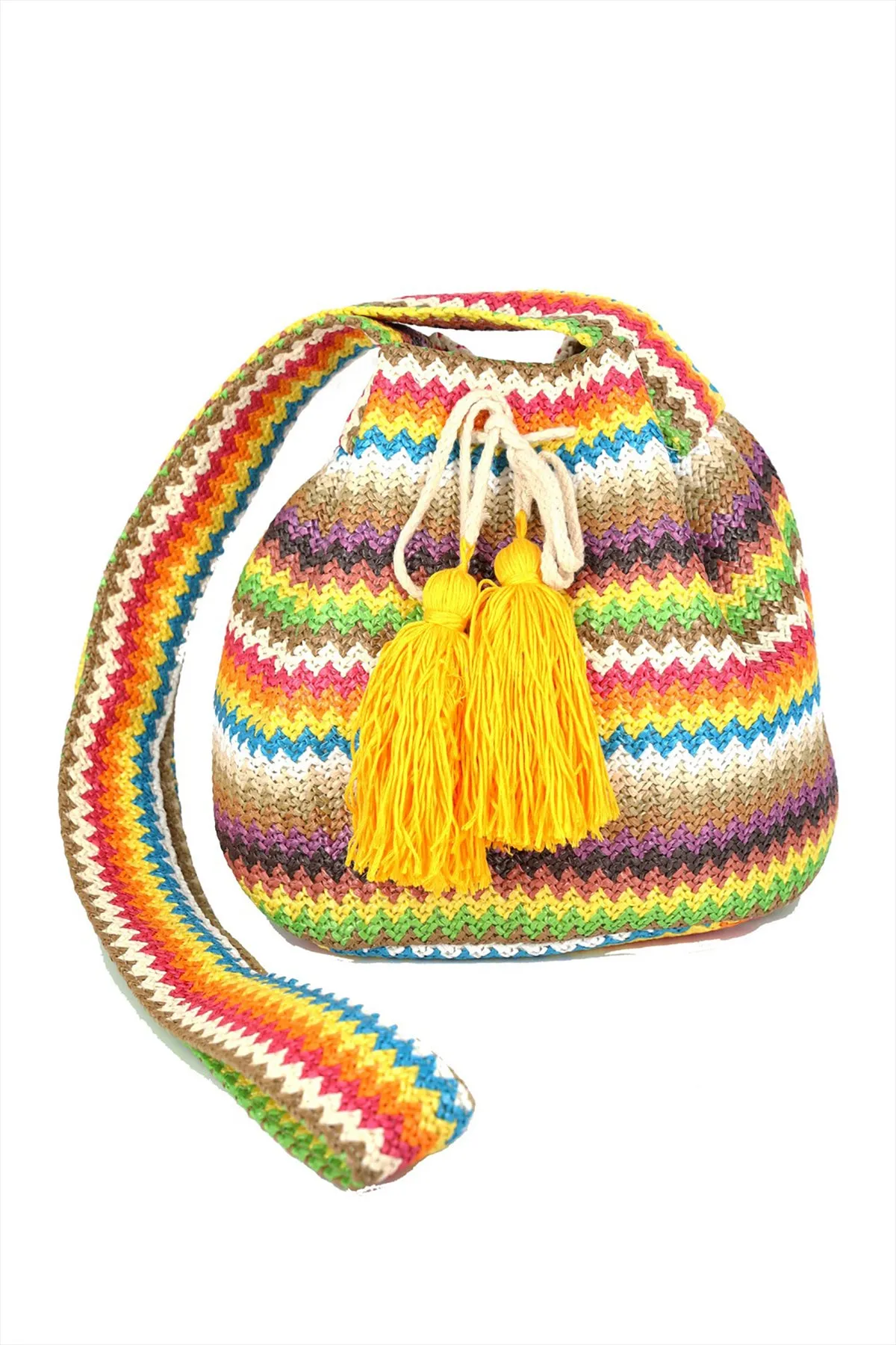 MULTI COLOR STRIPED BUCKET BAG