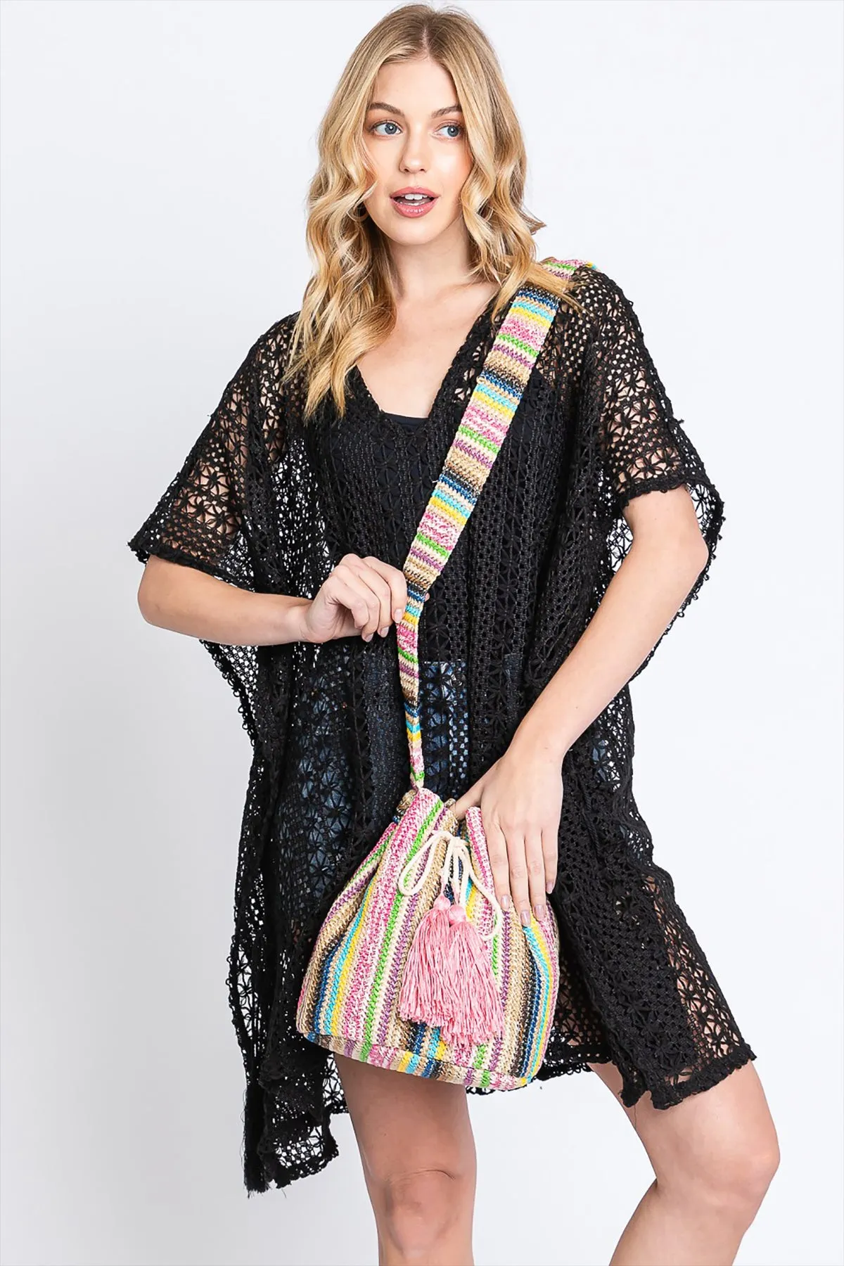 MULTI COLOR STRIPED BUCKET BAG