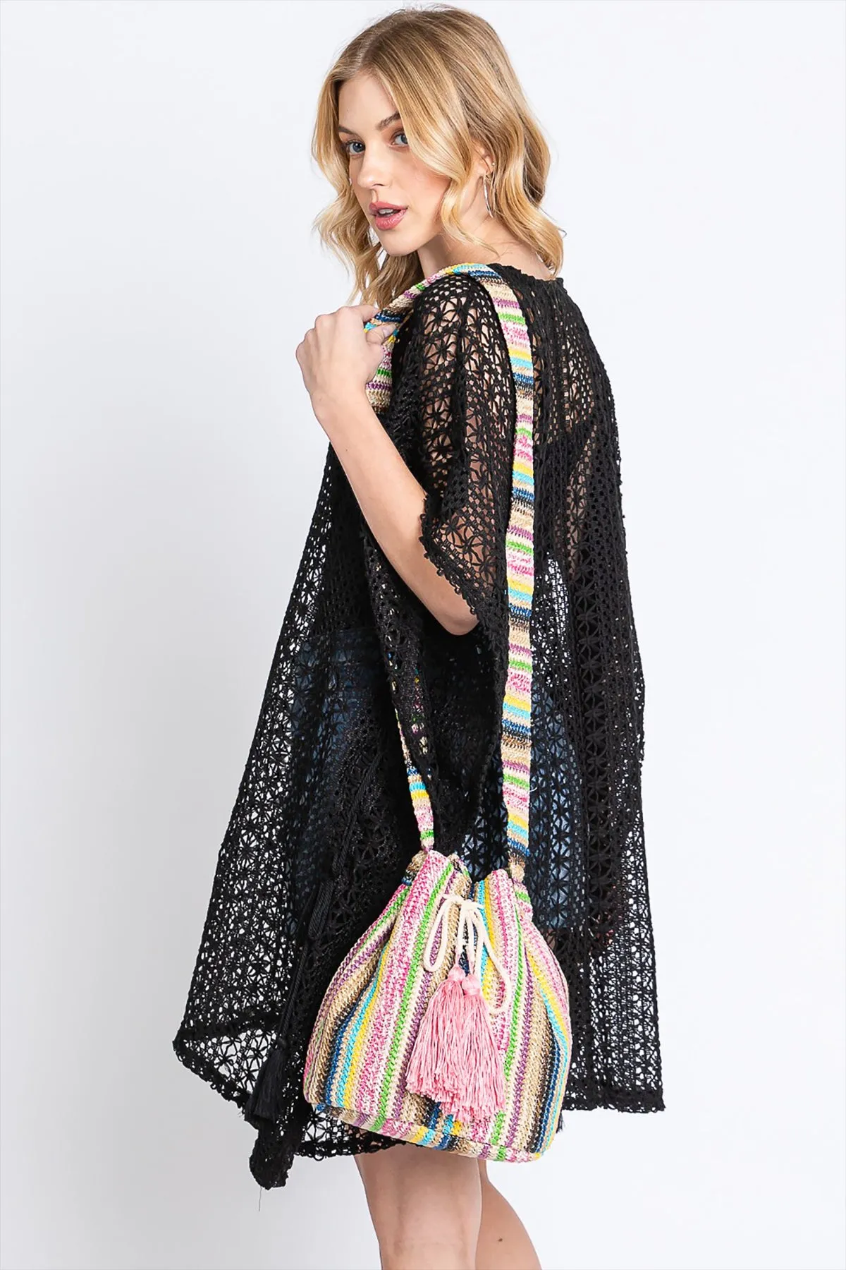 MULTI COLOR STRIPED BUCKET BAG