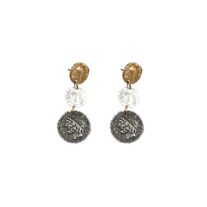 Multi-finish 3 Coin Drop Earrings