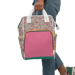 Multifunctional Diaper Backpack / Pink front