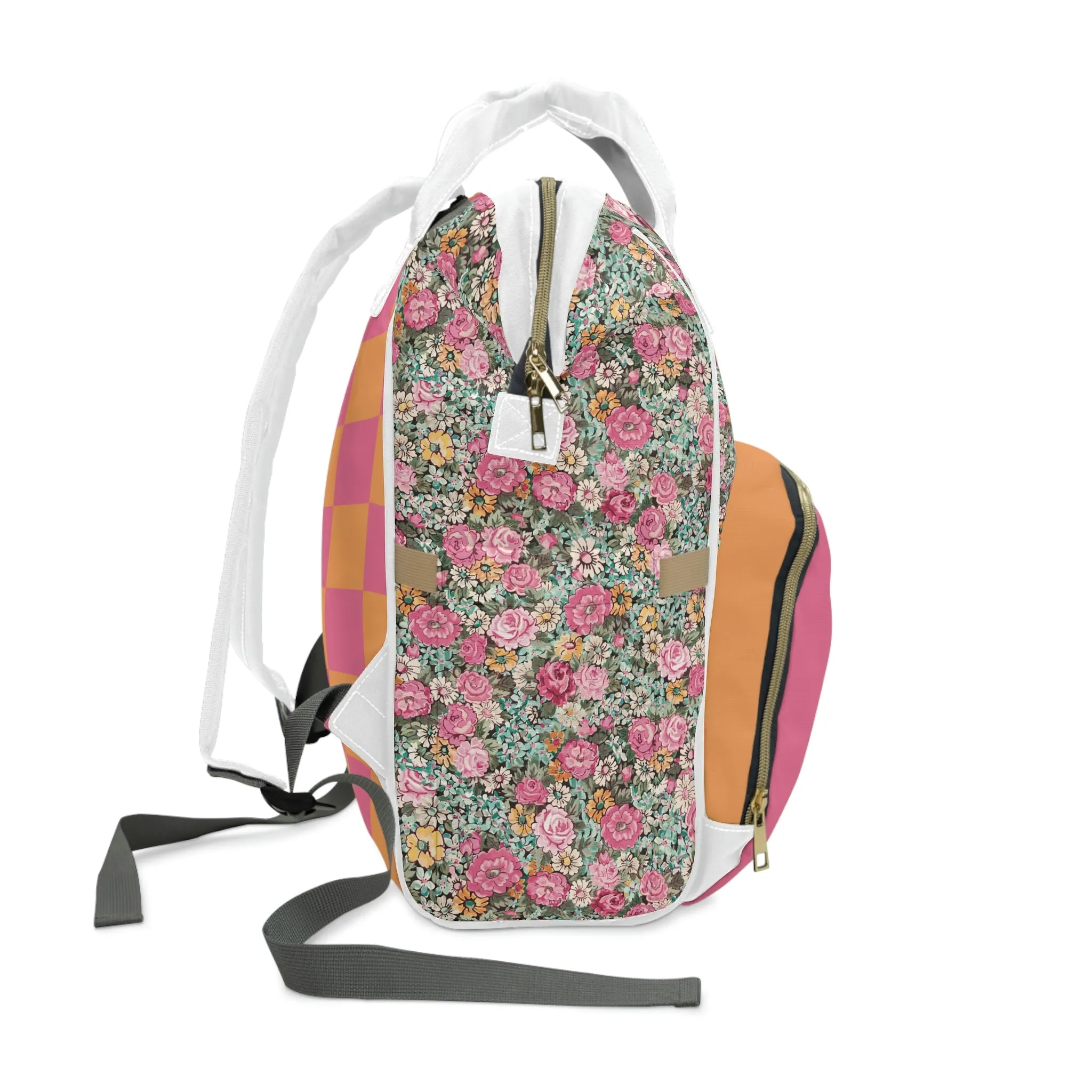 Multifunctional Diaper Backpack / Pink front