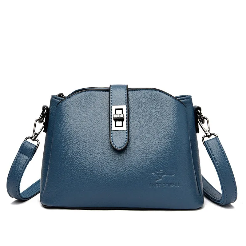 Multifunctional High-quality leather Bag Luxury Solid Color Crossbody