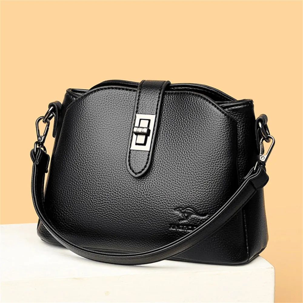 Multifunctional High-quality leather Bag Luxury Solid Color Crossbody