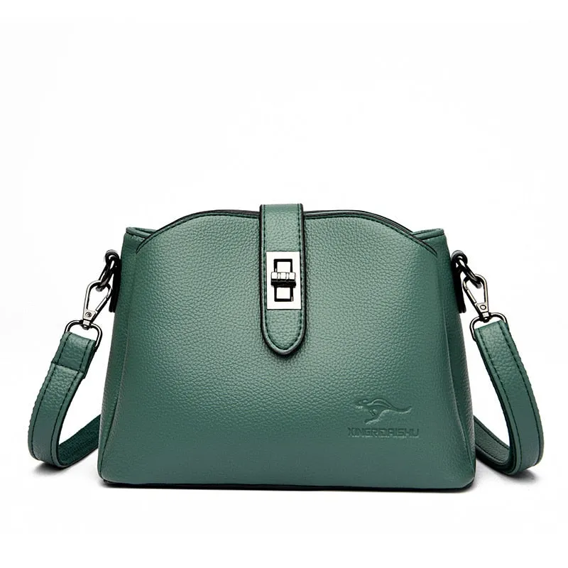 Multifunctional High-quality leather Bag Luxury Solid Color Crossbody