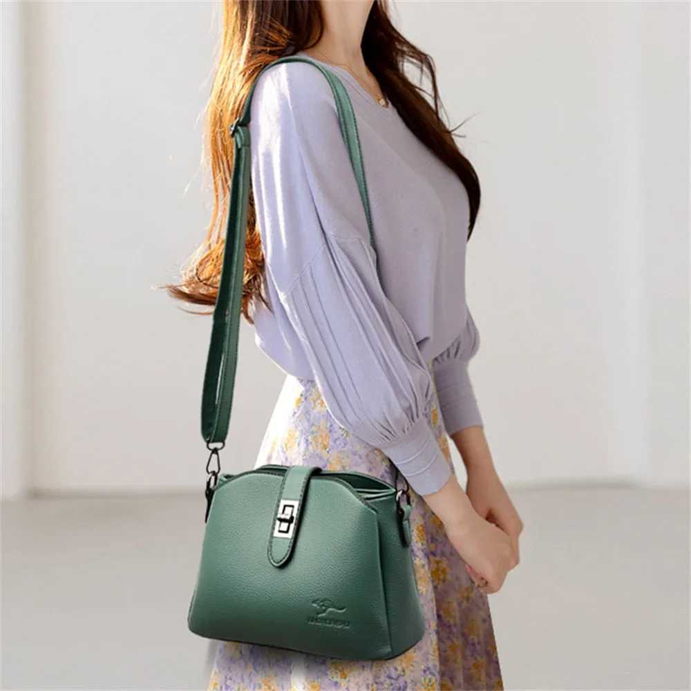 Multifunctional High-quality leather Bag Luxury Solid Color Crossbody