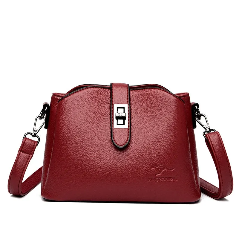 Multifunctional High-quality leather Bag Luxury Solid Color Crossbody