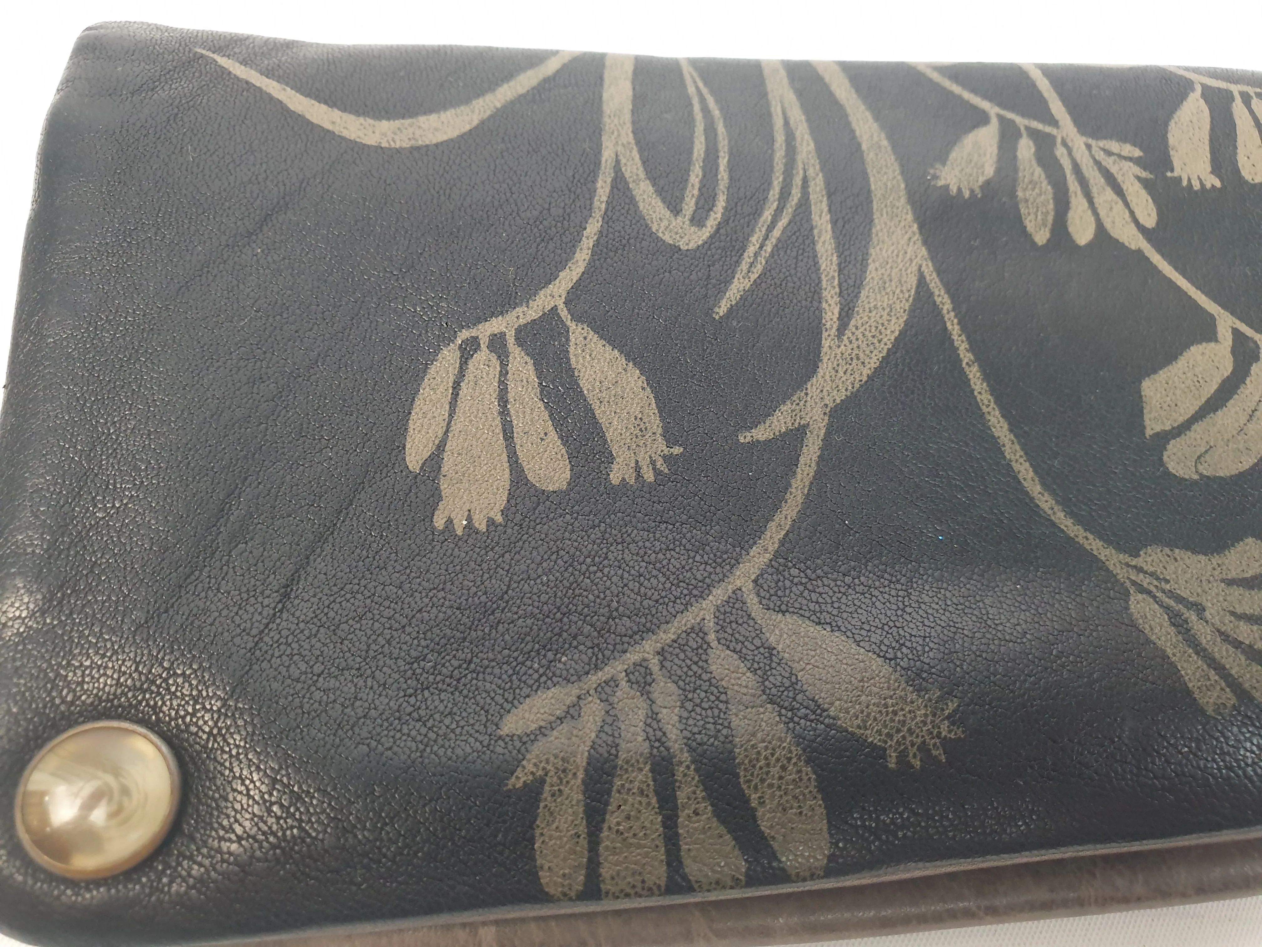 Nancybird black leather purse with lovely flower print