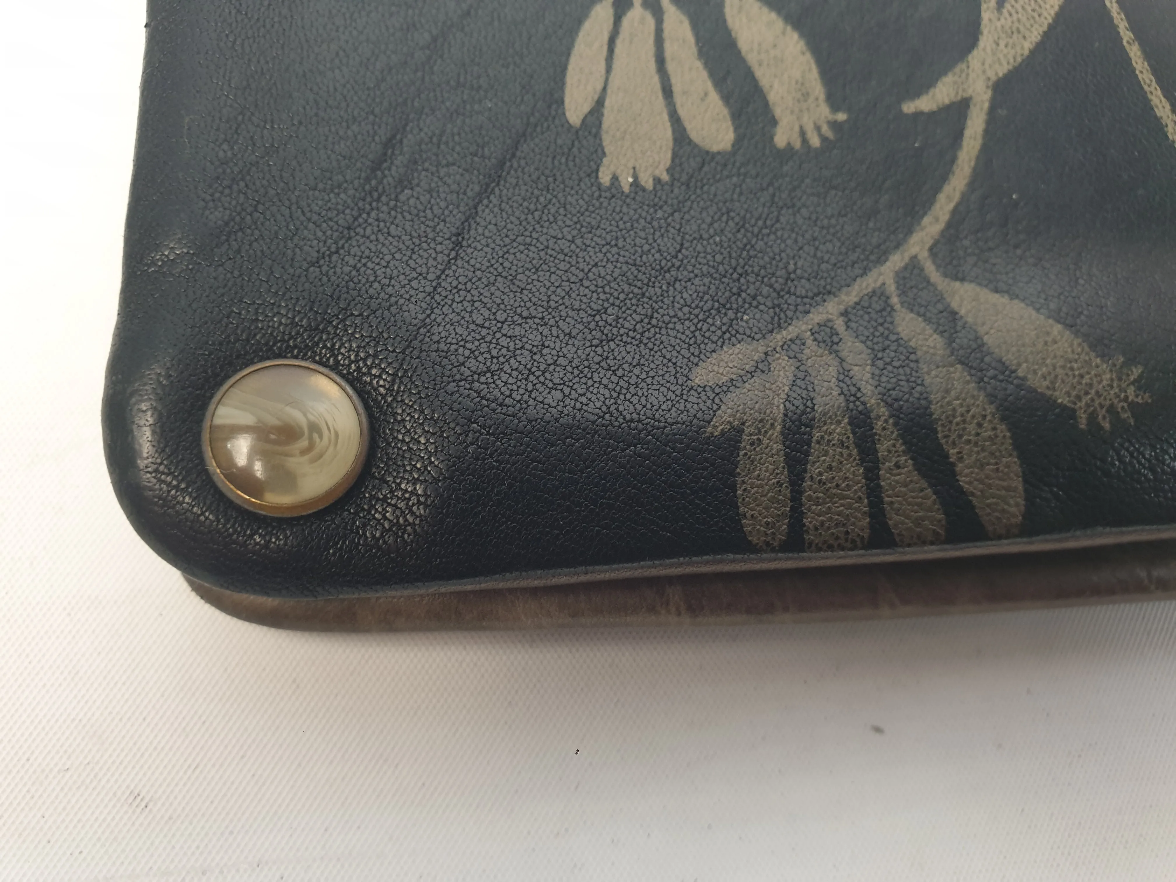 Nancybird black leather purse with lovely flower print