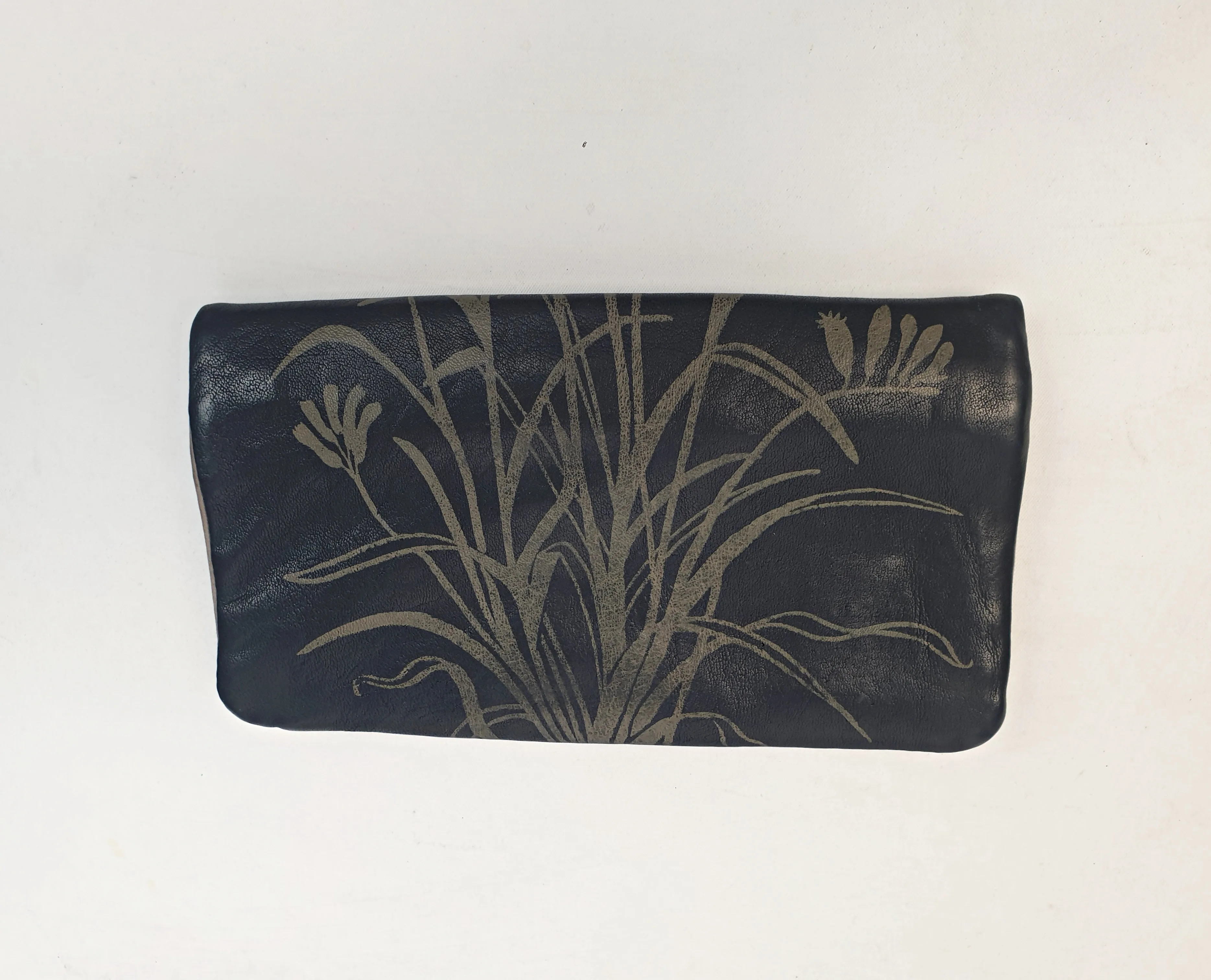 Nancybird black leather purse with lovely flower print