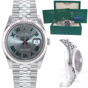 New 2022 Rolex DateJust Wimbledon Jubilee 126234 Steel White Gold Fluted Watch