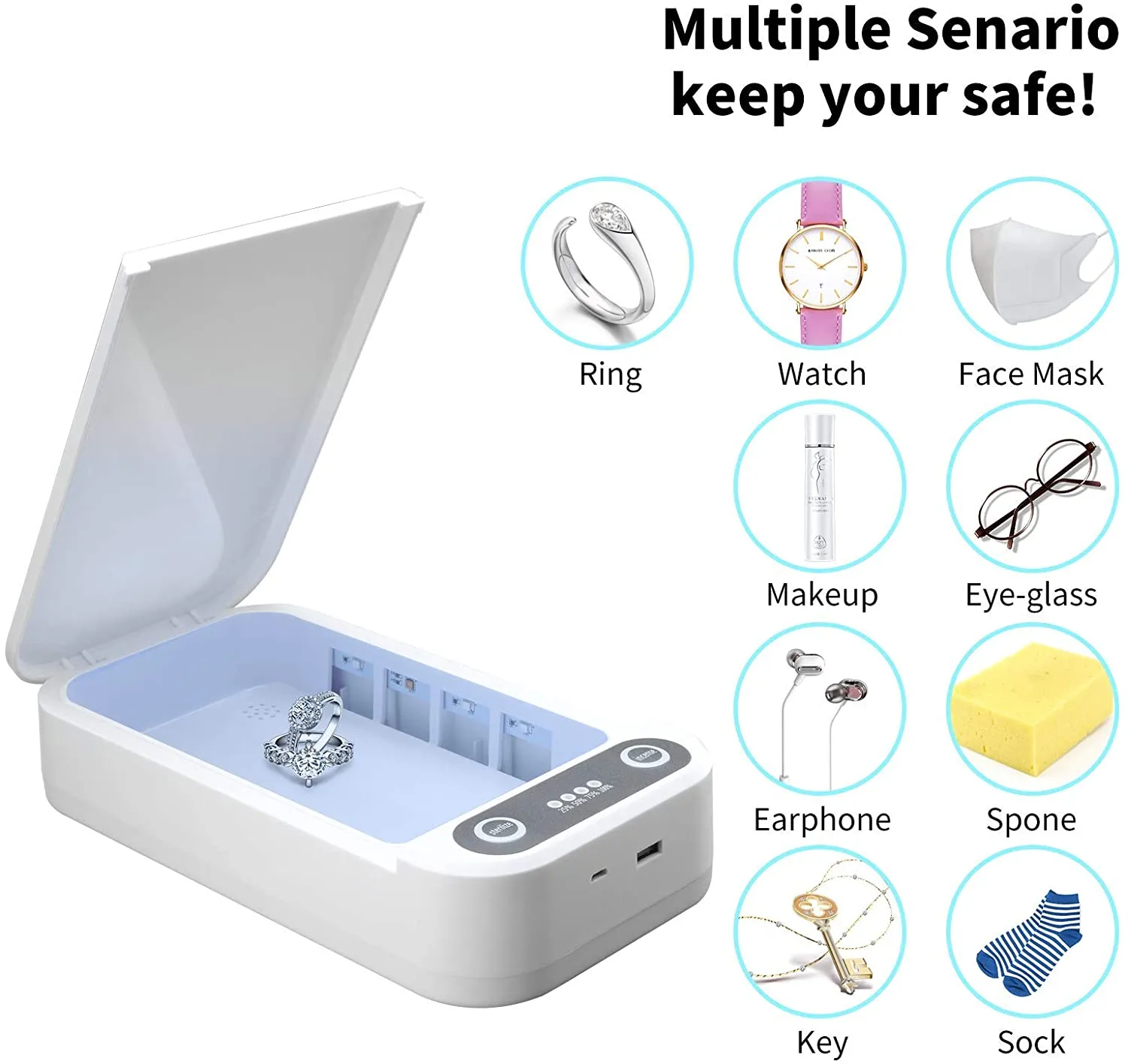 New in box! UV Light Sanitizer Box, Ultraviolet Disinfectant UV Sanitizer box for Face Masks | Smart Watches | Toothbrush | Baby Bottle | Cell Phone & More