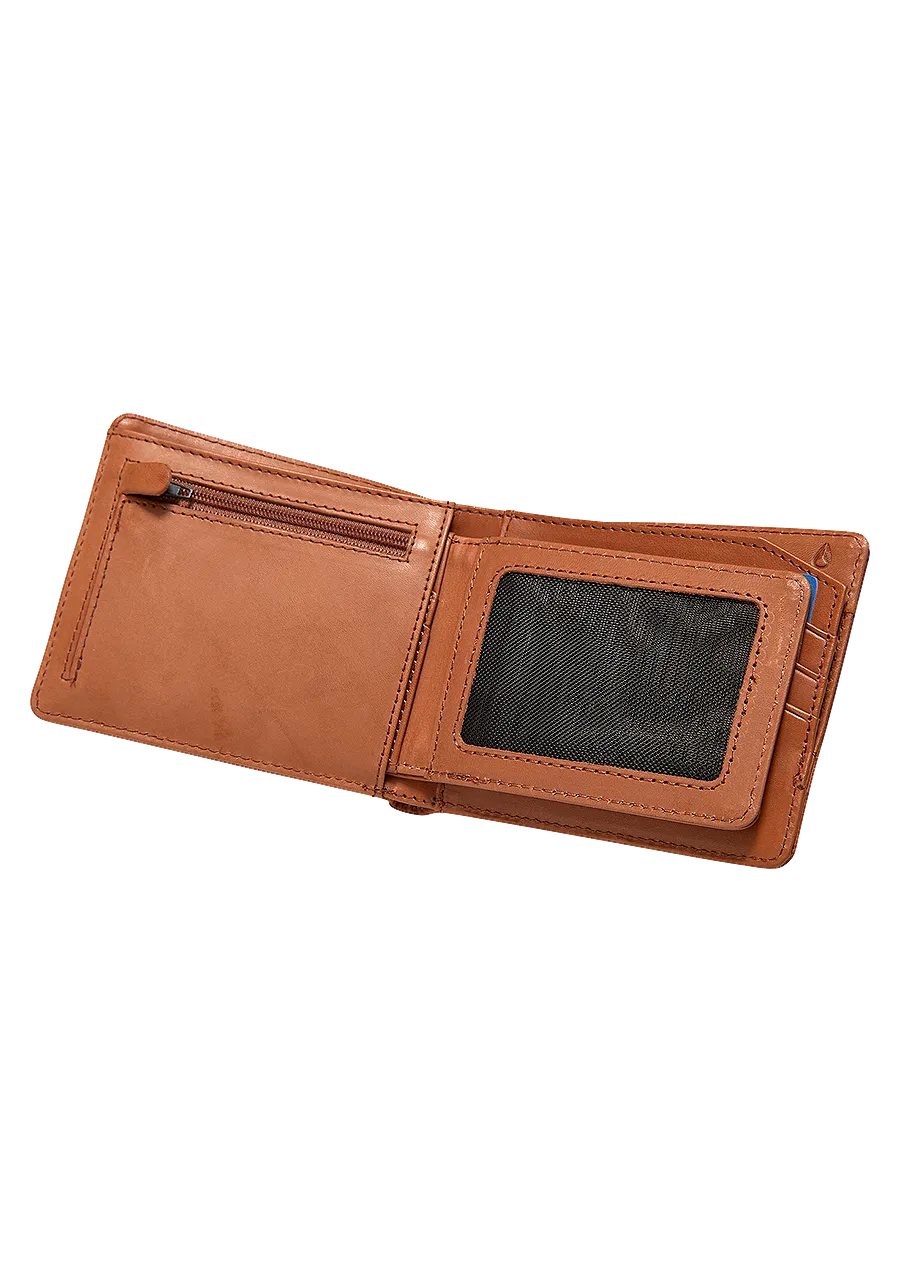 Nixon Pass Leather Coin Wallet - Saddle