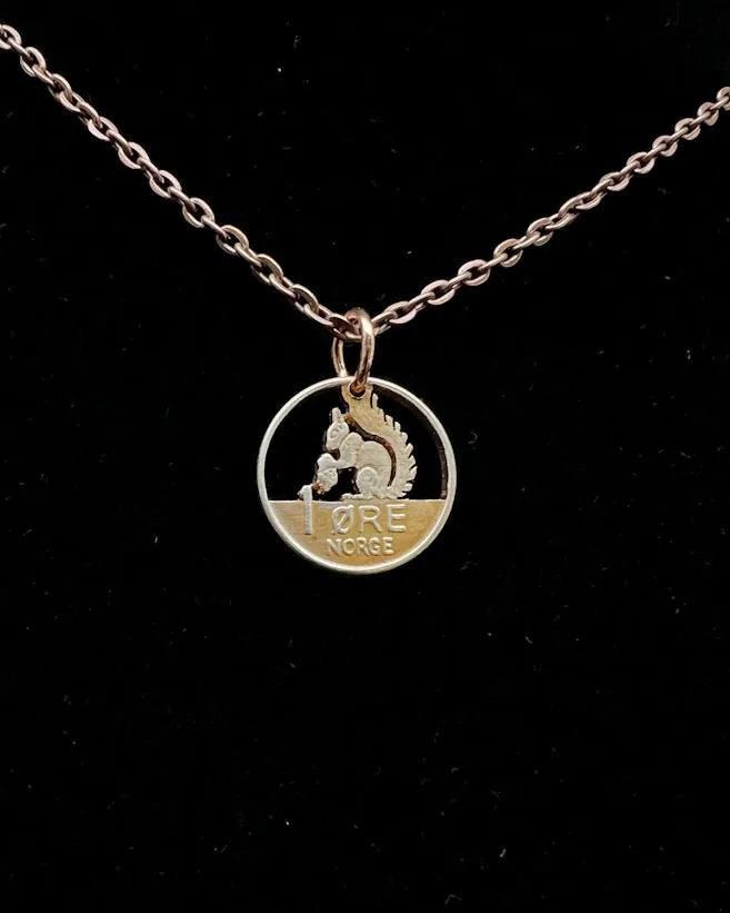 Norway - Cut Coin Pendant with Squirrel