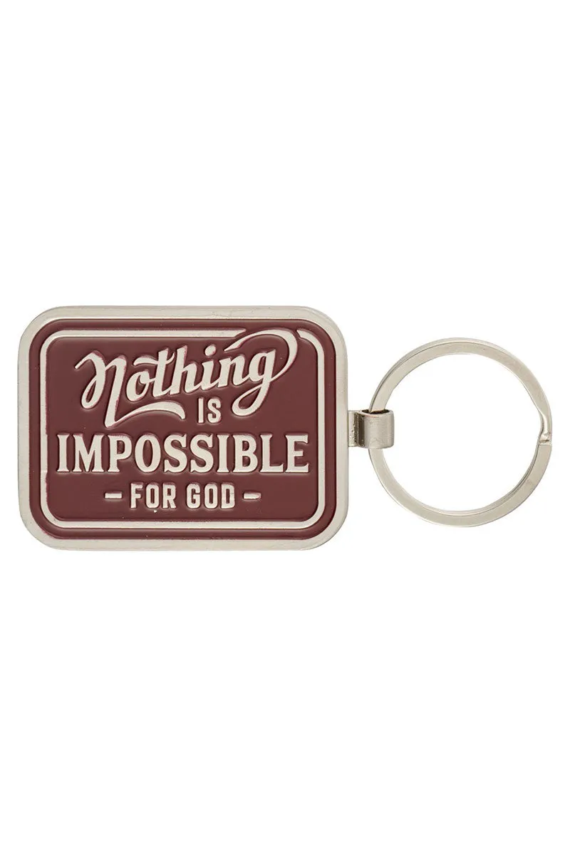 Nothing is Impossible Vintage Red Metal Keyring