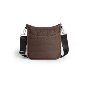 Nylon Puffer Mini Alma Zip-Top Messenger   Strap: Chocolate