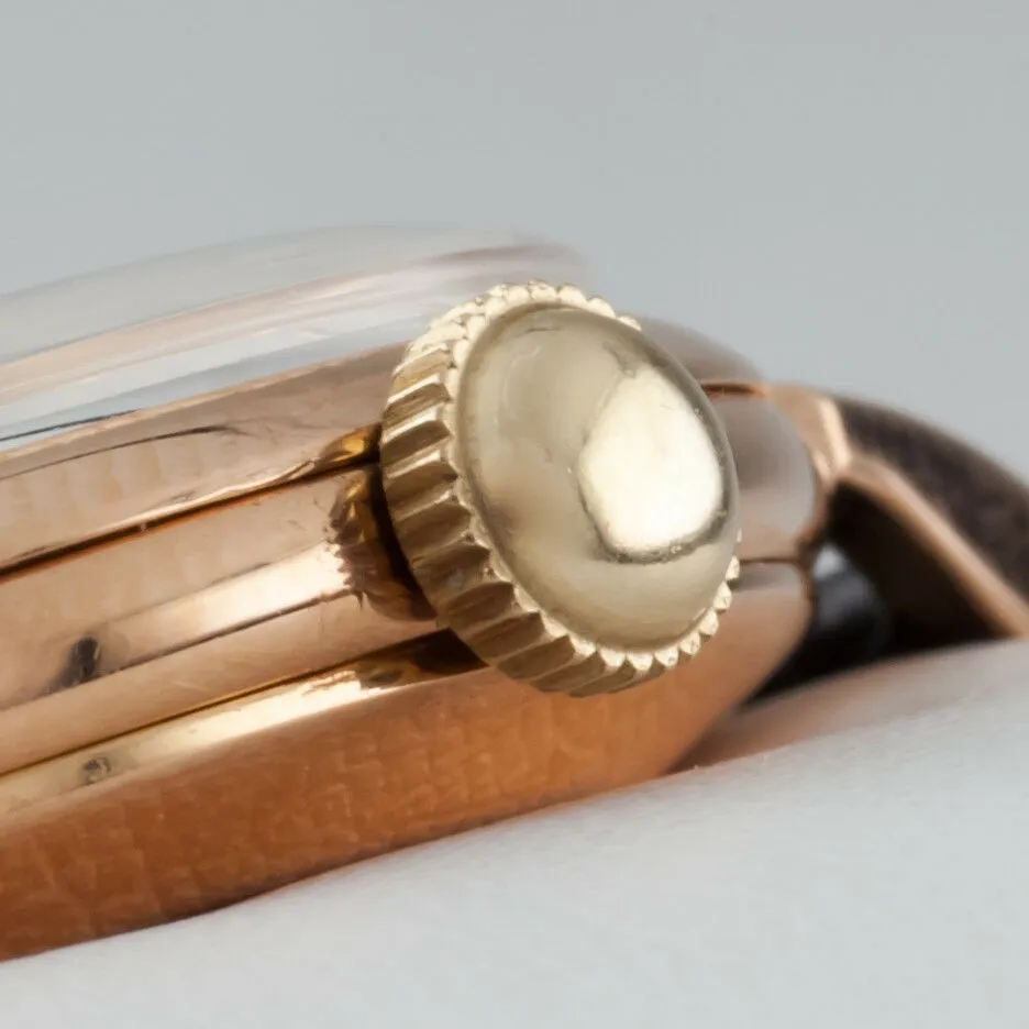 Omega 18k Rose Gold Vintage Hand-Winding Watch Cal. 267 w/ Black Leather Band