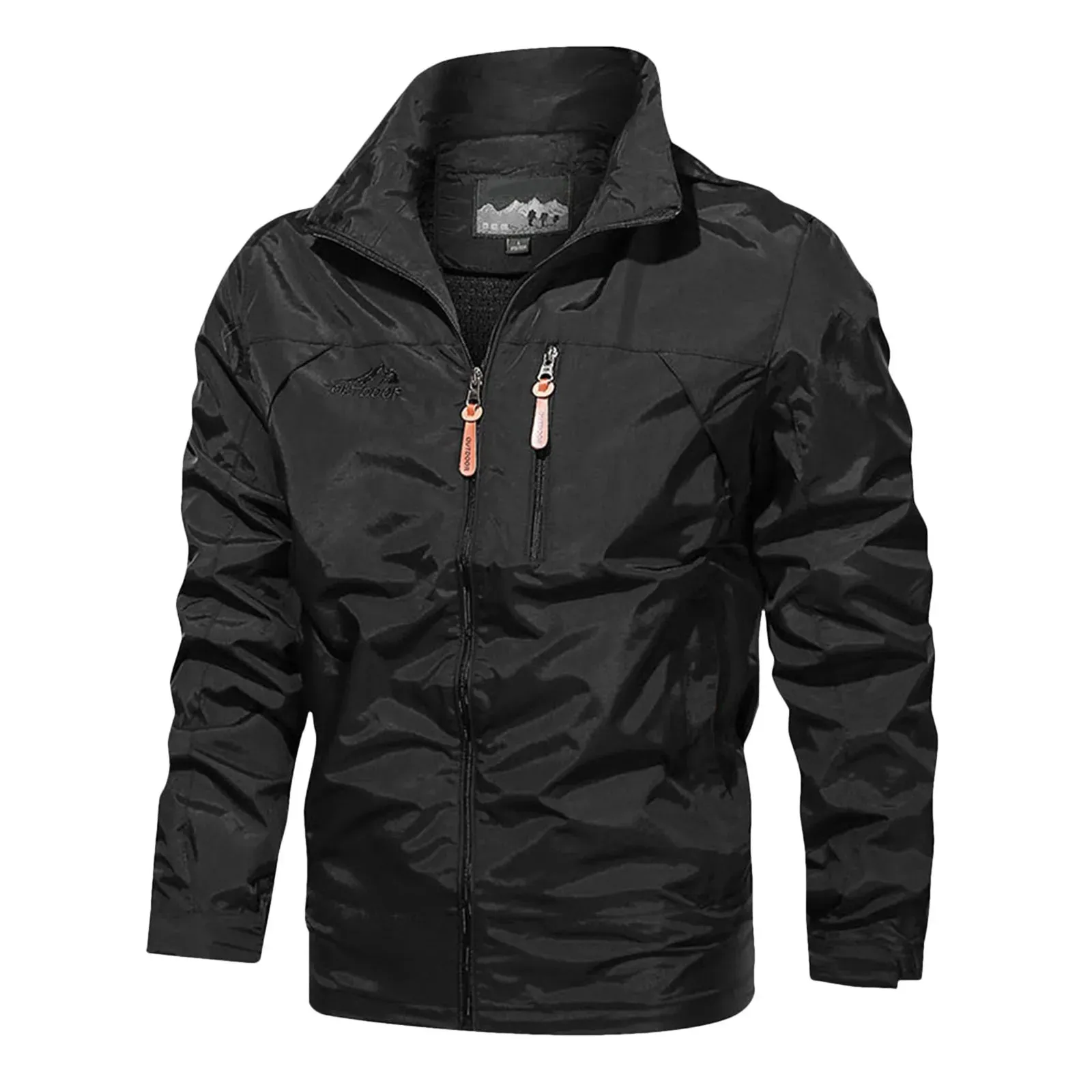 Outdoor Mens Trench Coat Jacket Hiking windproof and waterproof Jackets Casual Solid Color Lapel Multi Pocket Cargo Jacket Mens