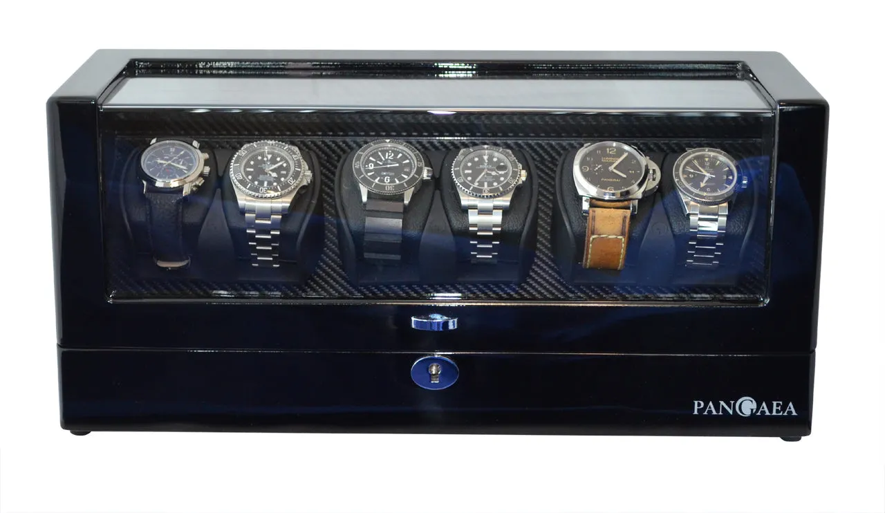 Pangaea Q630 Automatic Six Watch Winder with LED Light- Black