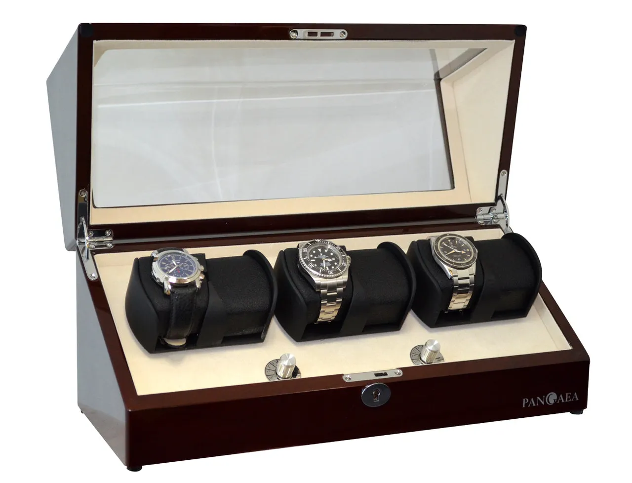 Pangaea Q630 Automatic Six Watch Winder with LED Light- Mahogany