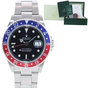 PAPERS 2005 Rolex GMT-Master 2 Pepsi Black Blue Red Steel 16710 Watch Box