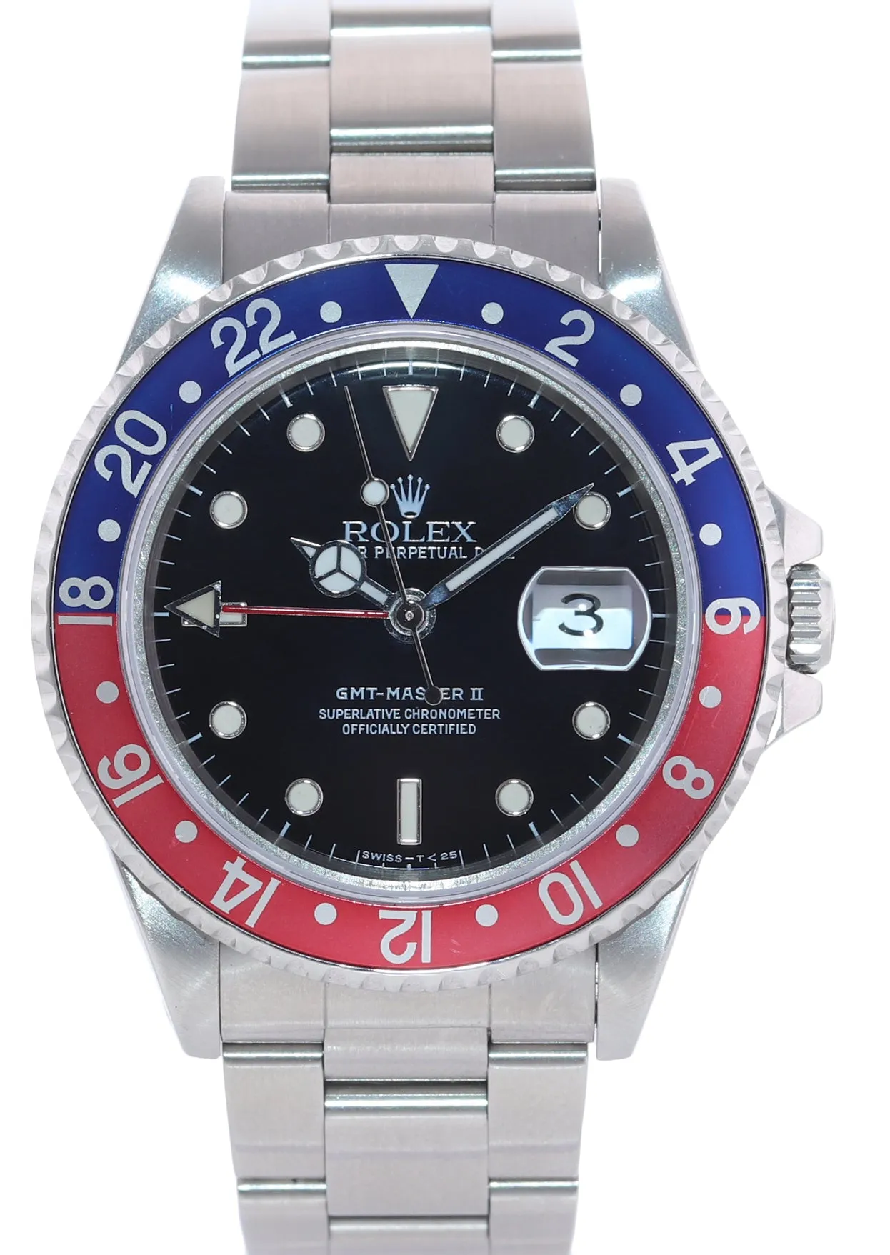 PAPERS Rolex GMT-Master 2 Pepsi Blue Red Steel 16710 40mm Tritium Watch Box