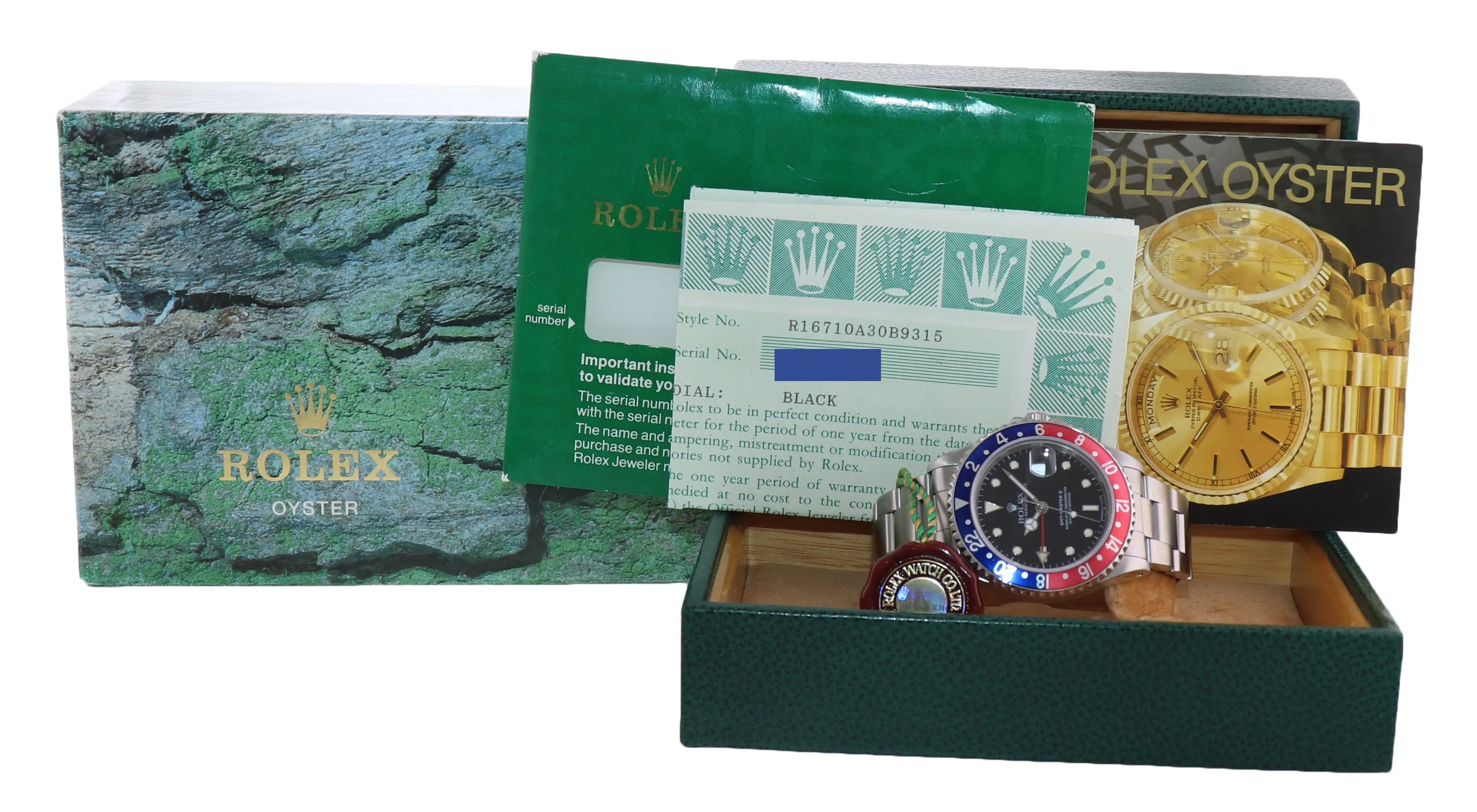 PAPERS Rolex GMT-Master 2 Pepsi Blue Red Steel 16710 40mm Tritium Watch Box
