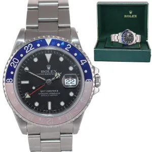 PATINA FADED Rolex GMT-Master II Pepsi Steel Blue Red 16710 Watch Box