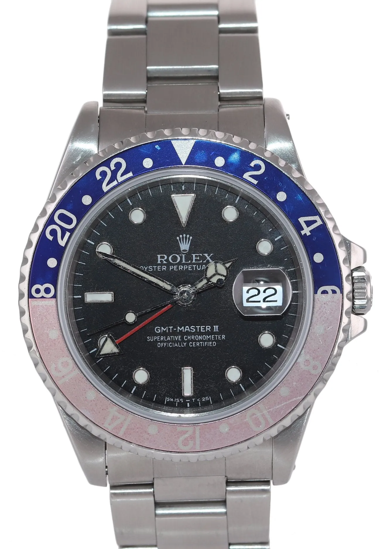 PATINA FADED Rolex GMT-Master II Pepsi Steel Blue Red 16710 Watch Box
