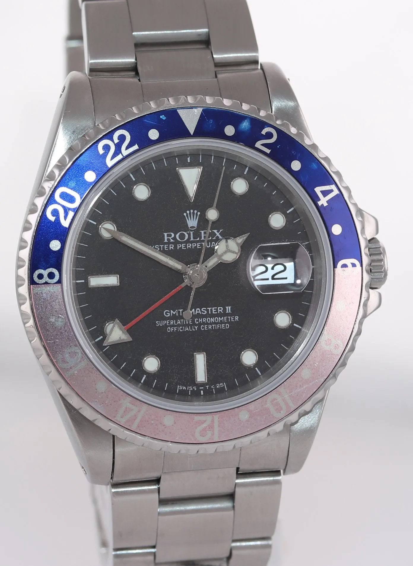 PATINA FADED Rolex GMT-Master II Pepsi Steel Blue Red 16710 Watch Box