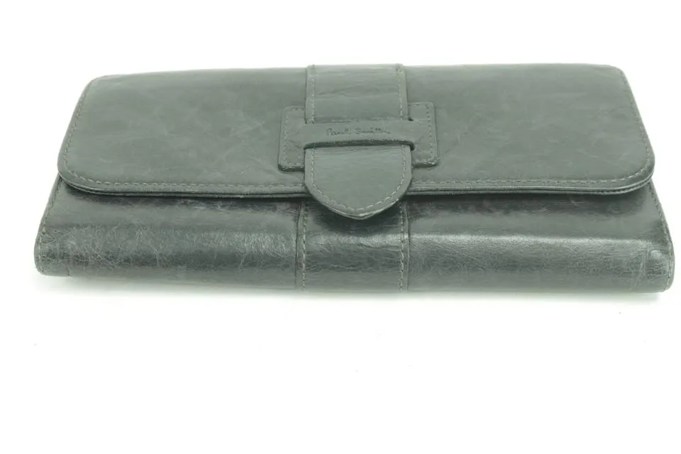 Paul Smith Belt Long Flap Wallet Black Leather Bifold 0M46