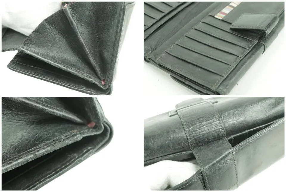 Paul Smith Belt Long Flap Wallet Black Leather Bifold 0M46